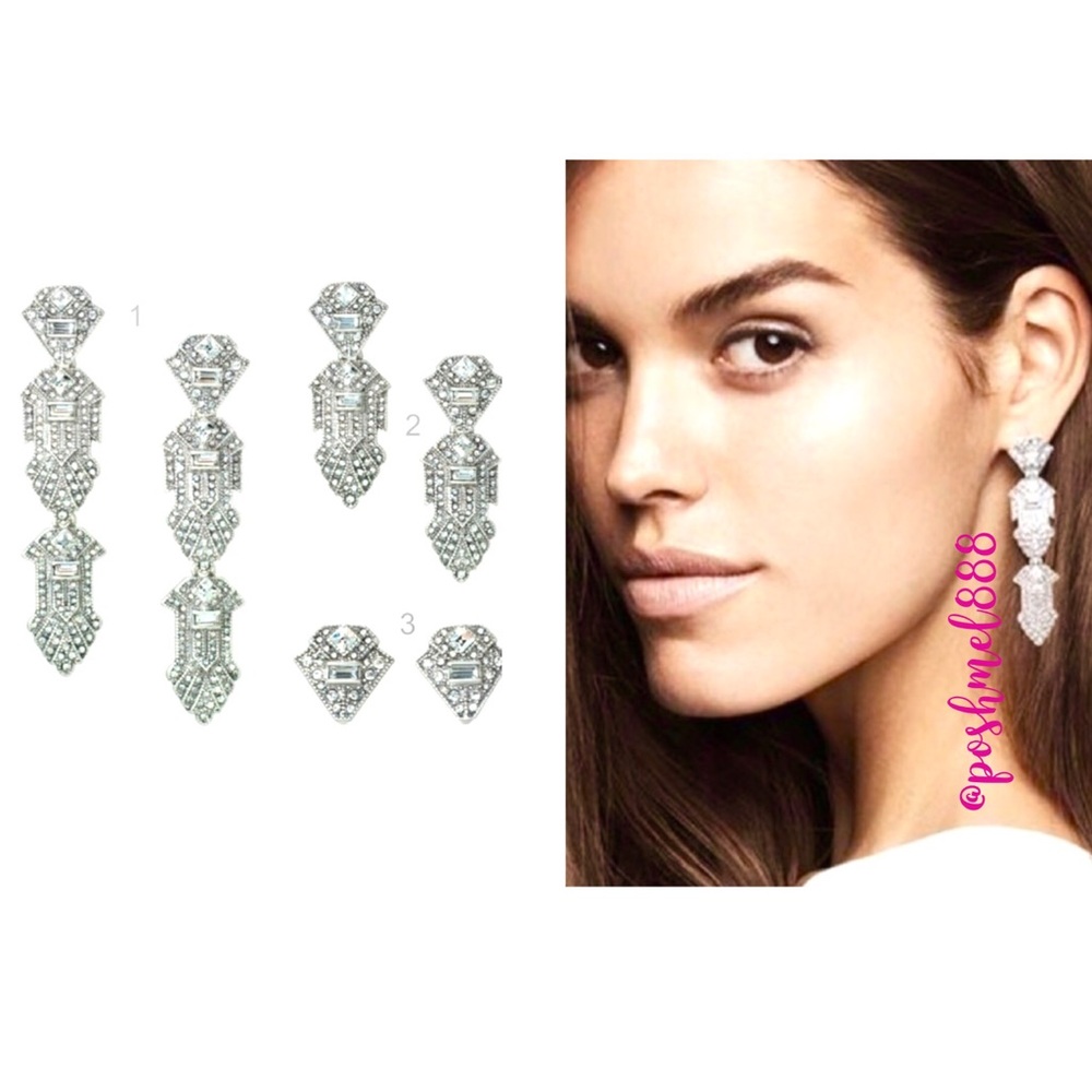 Stella & Dot | Retired Silver+Pavé Art Deco 3-in-1 Casablanca Chandelier